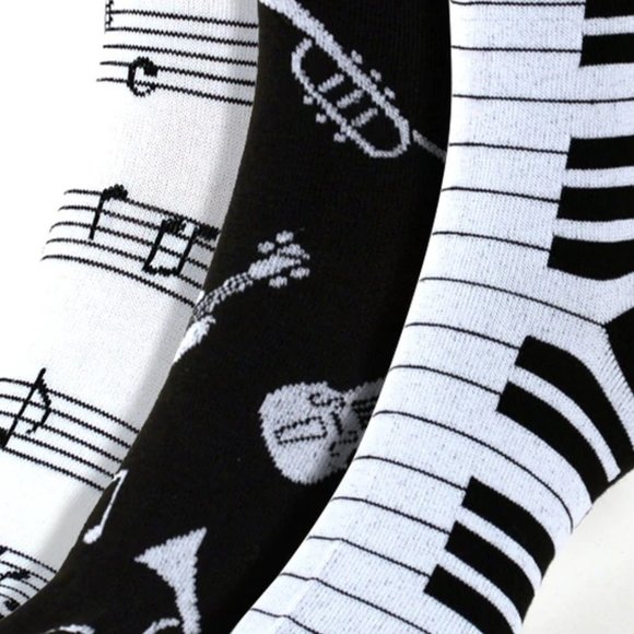 3 pairs Women's Music Theme Novelty Socks - Picture 2 of 2